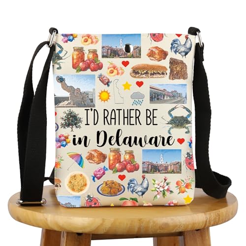 G2TUP Delaware State Gift I'd Rather Be In Delaware Crossbody Bag Delaware Travel Bag Delaware Tour Souvenir Gift