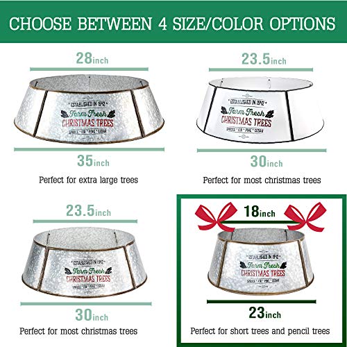 Kibaga Farmhouse Christmas Tree Collar - Authentic Easy Set Up 23" Tree Ring For Shorter Trees And Pencil Trees - Beautiful Rustic Christmas Tree Skirt Decorates Your Home For The Holidays #TOP6