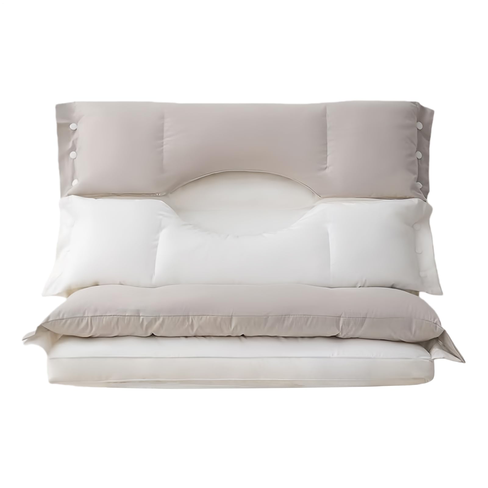 Generisch Almohada para cama con soporte cervical ergonómico | Doble zona almohada para dormir para hotel, sofá de viaje, dormitorio, hombres, adolescentes, adultos