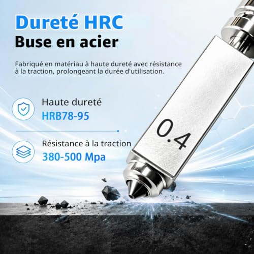 HzdaDeve Lot de 3 buses en acier trempé intégrées de 0,4 mm et couvercle en silicone 3PK pour Kobra X Combo Quick-Swap High Flow High Speed Throat Tube Buses Tête d'impression Kit extrudeur Hot End – vue 4