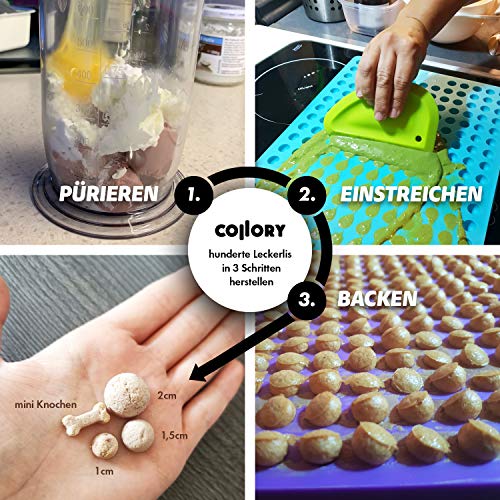 Collory Mini Pfoten (1,5 cm) Silikon Leckerli Backmatte, Hundekekse selbst backen, Schokoladenform, Bonbonform, Material antihaftend und lebensmittelecht (BPA-Frei) (Türkis)
