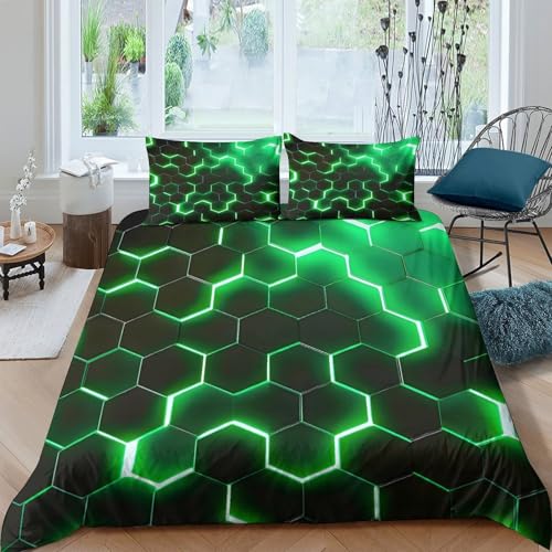 Housse de couette hexagonale ultra douce 135x200cm pour lit d'ado - 4