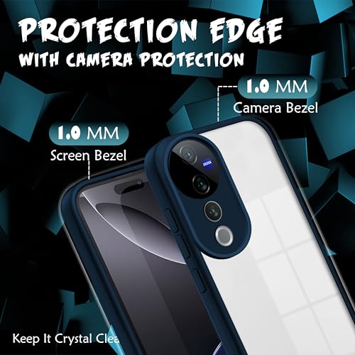 Image of V-TAN Back Cover for Vivo V40, V40 Pro Compatible Case, Transparent Clear, TPU, Camera Protective Shockproof Cover (Blue)
