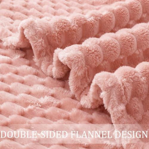 Image of Exclusivo Mezcla 3D Fleece Queen Size Blanket for Bed, Dusty Pink | Extra Soft Fuzzy Plush Lightweight Bed Blankets, Cozy Fluffy Decorative Blankets for All Seasons, 90x90 Inches