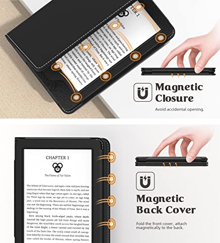Image of MoKo Case for All-New 6 inch Kindle(11th Generation, 2024 /2022 Release) /(10th /8th Gen, 2019 /2016), Ultra Lightweight PU Shell Cover with Auto Wake /Sleep for Kindle 2024, Black