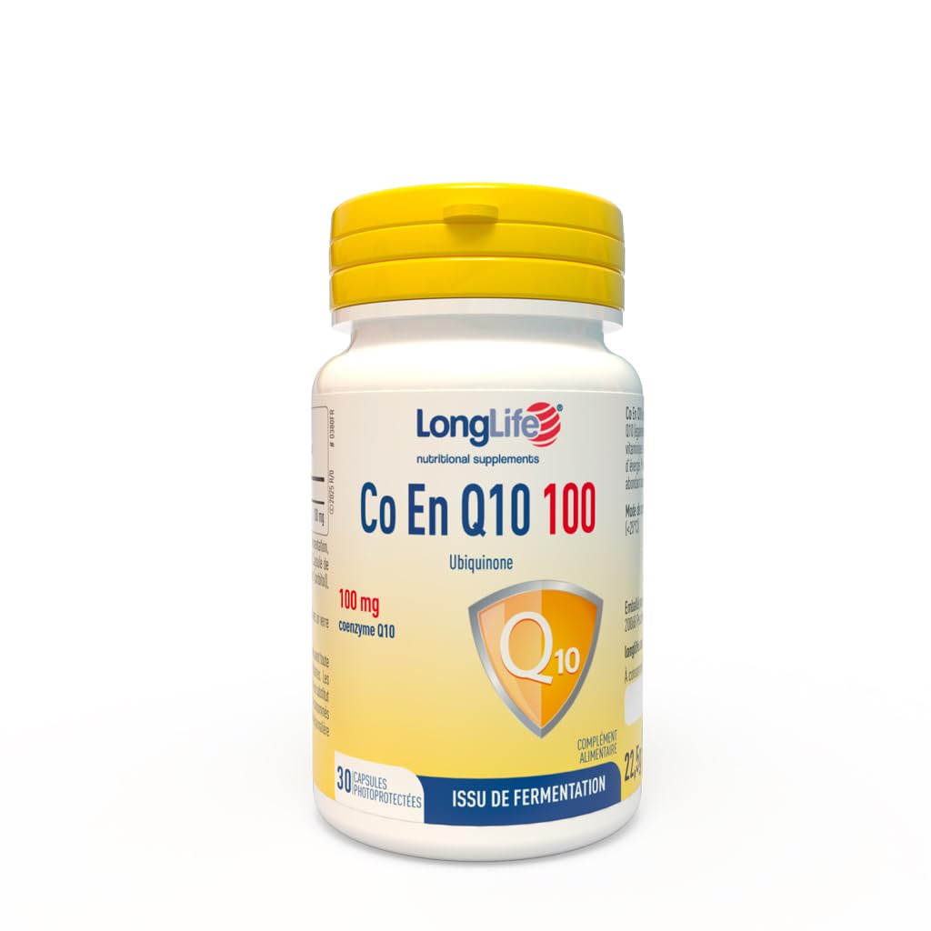 LongLife® CO EN Q10 100 mg | Coenzyme Q10, ubidécarénone pure | Antioxydant et énergisant cellulaire | Issu de fermentation | 30 capsules | Sans gluten