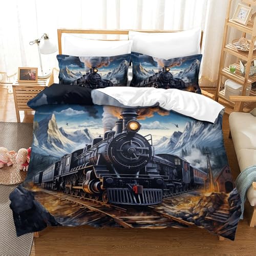 Housse de couette train 3D anti-transpiration pour lit king size - 2