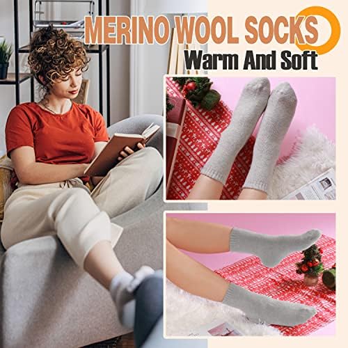 ANTSANG 5 Pairs Womens Wool Socks Winter Warm Thermal Walking Thick Cosy Boot Crew Work Socks
