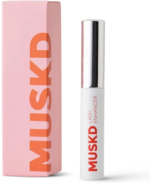 MUSKD Eyelash Growth Serum - Lash Enhancer for Longer, Thicker, Fuller Lashes & Brows - Natural, Vegan & Cruelty-Free Eyelash Serum for Lash & Brow Growth, Gentle Formula (3 ML)