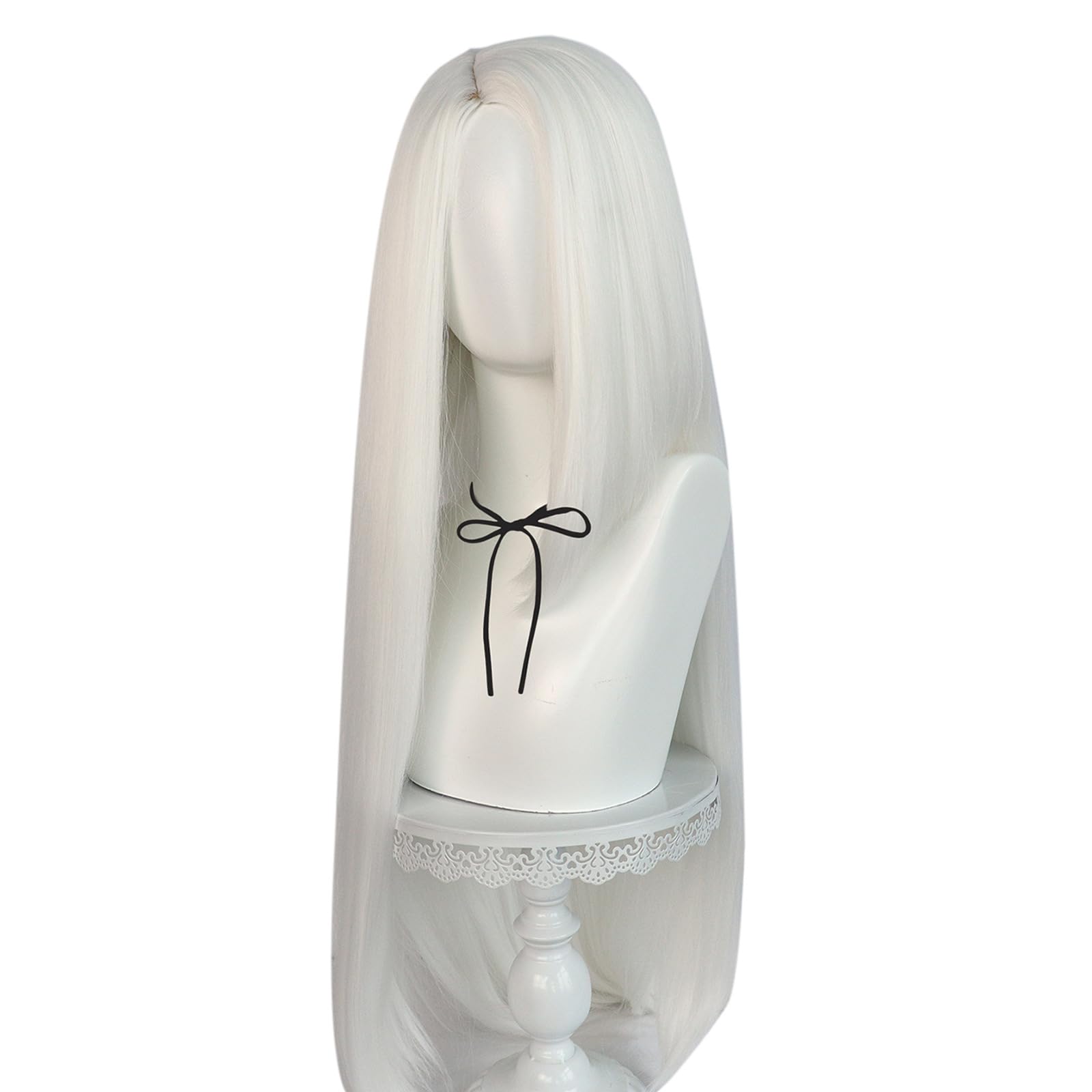 MeguruAnime Hazbin Hotel cosplay wig cos Role Vaggie White Long Straight Hair for Women Men Halloween Christmas Weekend Party