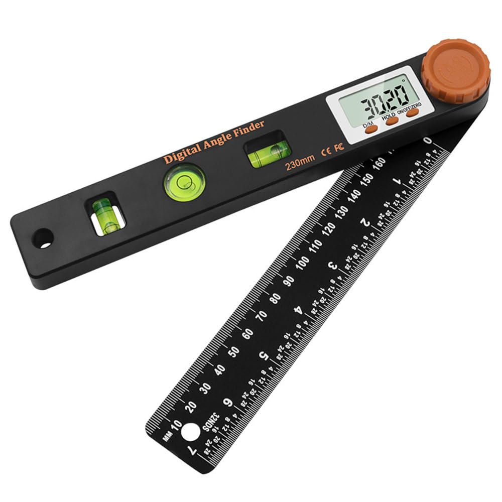 TopHomer Rapporteur d'angle numérique 190 mm avec écran LCD et niveau à bulle, outil de mesure d'angle à 360° pour le travail du bois, la construction et le bricolage