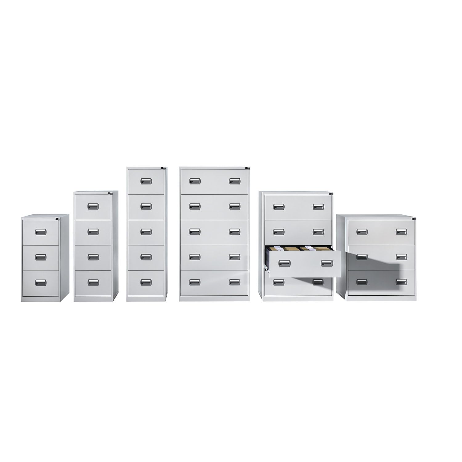 eurokraft basic | Classificatore per cartelle sospese | 2 corsie | 4 cassetti | grigio chiaro / blu chiaro