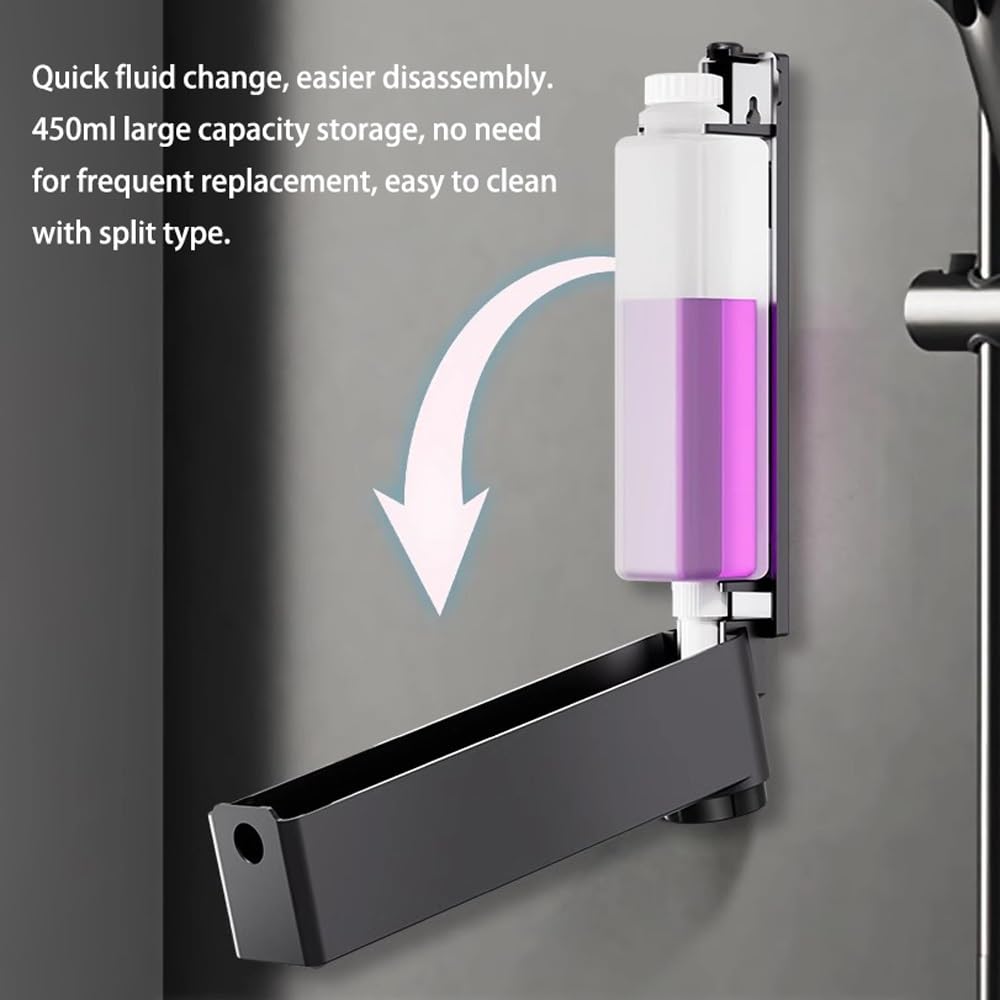 Distributeur de Savon de Douche Mural à 2 Compartiments for shampoing et après-shampoing(Gray)
