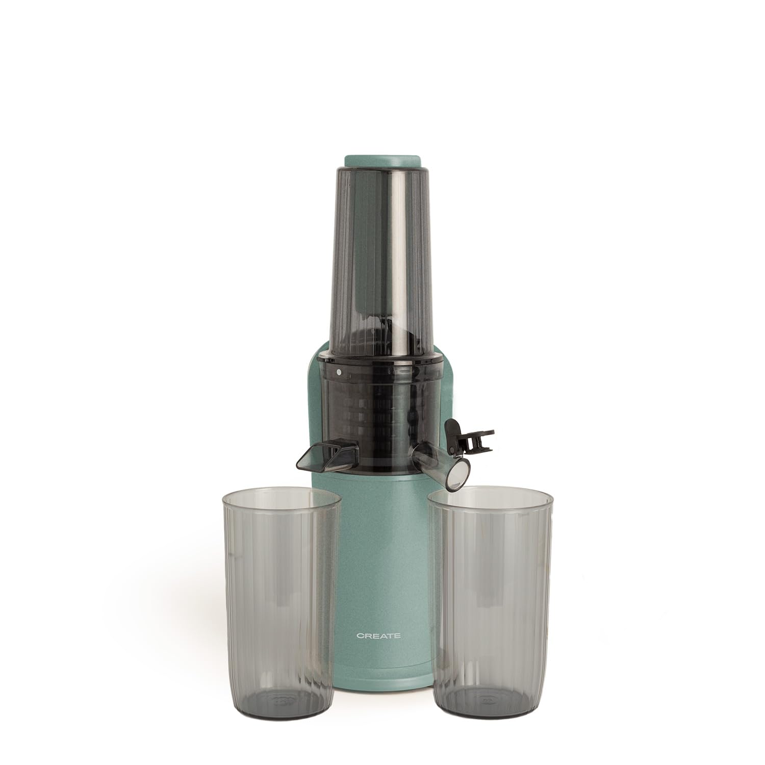 CREATE/JUICER SLOW MINI/Frullatore a estrazione lenta Verde Sage/Funzione inversa, dimensioni compatte, facile da pulire, doppia uscita, motore DC da 150 W
