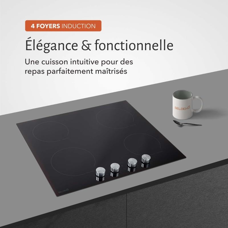 BELDEKO Plaque Induction 4 Feux 6000W Manettes 59 cm - Marque Française