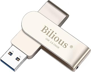 Bilious USB Flash Drive 256GB, USB 3.0 Thumb Drive Portable Keychain Design USB Stick, 360° Rotation Metal Style Memory Stick U Disk, Waterproof Jump Pen Drive for Storage and Backup