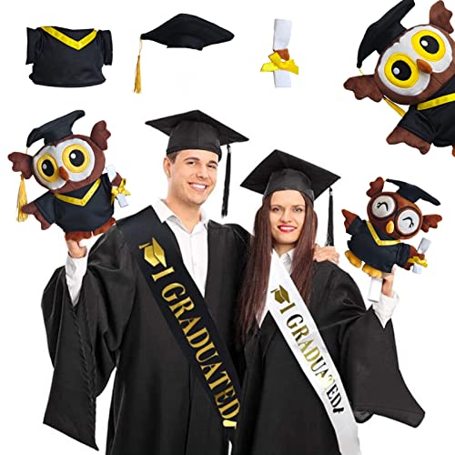 2023 Graduation Plush Stuffed Animal Owl With Graduation Cap, Diploma, Graduation Gift In Graduation Dress 8.7 Inch (Set Of 2) (Large) #TOP3