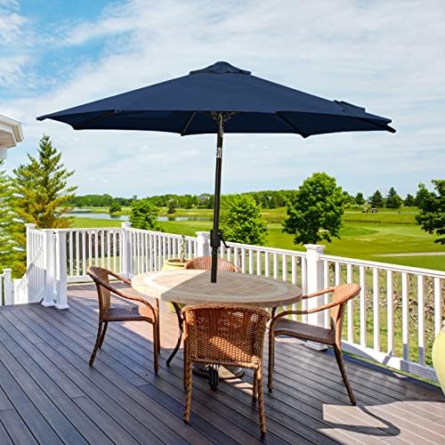 wikiwiki Olefin 9 FT Market Umbrella Patio Outdoor Table Umbrellas with 3-Year Nonfading Olefin Canopy and Push Button Tilt for Garden, Lawn, Backyard & Pool