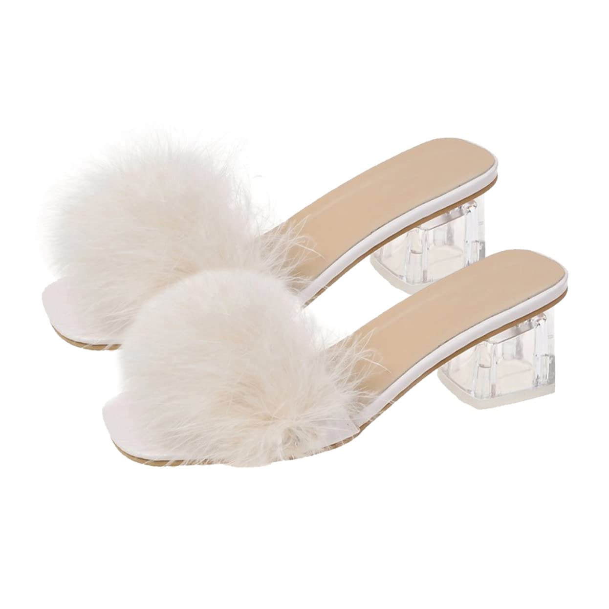 FRCOLOR Pantuflas Mullidas de Tacón para Mujer, Cómodas y Antideslizantes Diseño Elegante y Material de Gamuza para Verano y Fiesta
