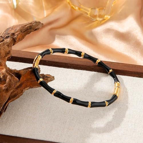 Image of SALVE Openable Bamboo Stainless Steel Bracelet for Women Stylish | Bangle Bracelet Kada, Aesthetic Accessories for Girls Bracelet | Minimal Jewellery for Women Chic Golden Bracelet