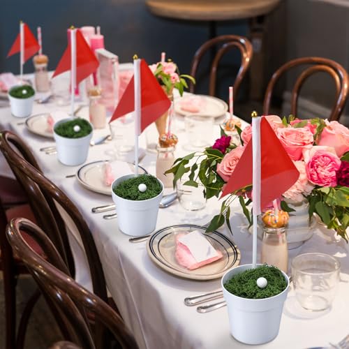 Accessoires décoration de table de golf avec mini pot et drapeau rouge - 7