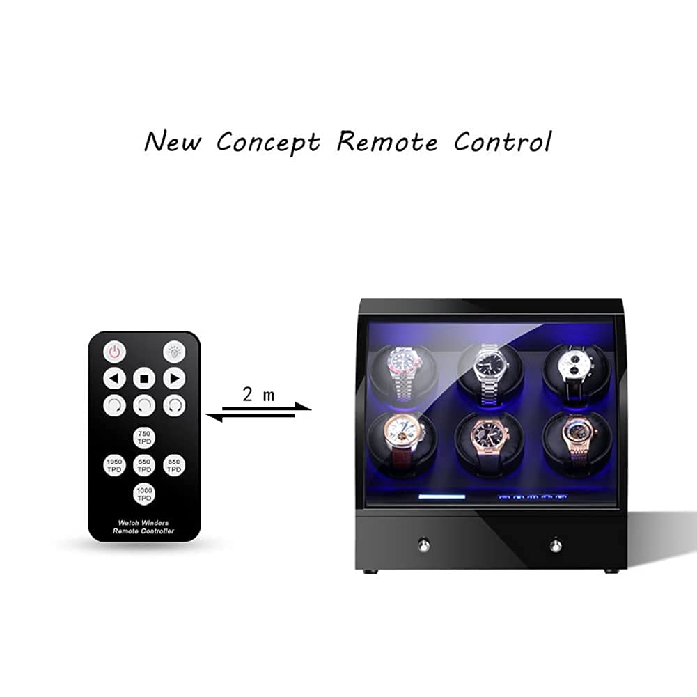 Uhrenbeweger für 4 Automatikuhren mit superleisem Motor, 15 Rotationsmodi, LCD-Display, Touchscreen, LED-Beleuchtung und Fernbedienung.，