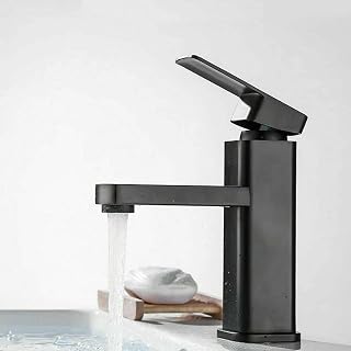RANRAO Fregadero contador de baño cascada grifo mezclador lavabo cromo cuadrado mono grifo