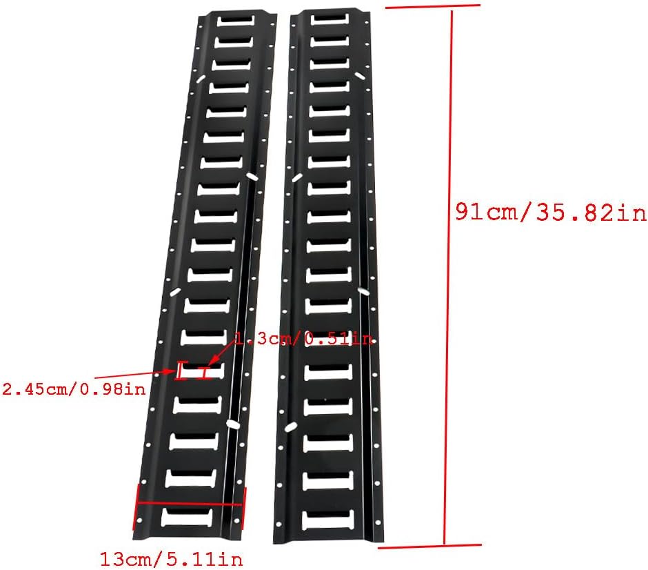 waltyotur 2 Pcs Track Tie Down Rail 3 for Garages Vans Trailers Motorcycle Tie Downs Track Bar Rails Powder Coat Black 2000 lbs