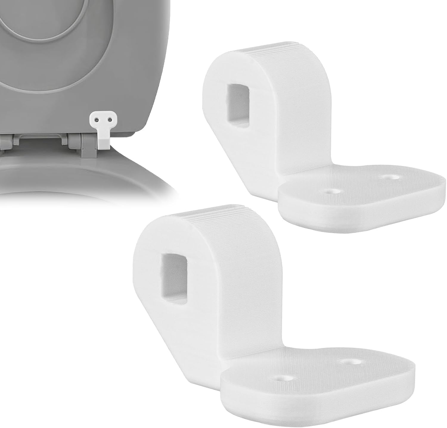 Replacement for Toilet Seat Hinges Compatible with Bemis/NextStep2 – Toilet Seat Hinge Bracket, Easy No-Tool Installation 2-Pack (White)