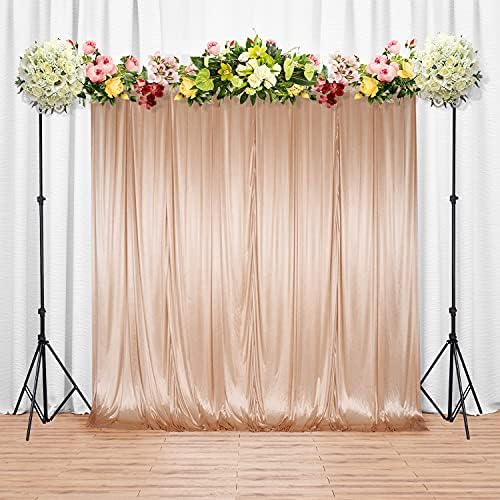 Trimming Shop Backdrop Curtain 3x3m Photography Curtains Detachable Smooth Ice Silk Pleated Backdrop Curtains for Stage Christmas Decor Party Backdrop Wedding Birthday Bridal Shower, White