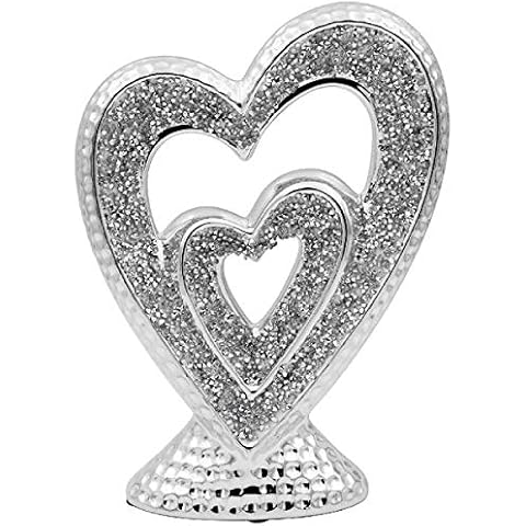 Leonardo Collection Silver Sparkle Double Heart Sculpture Cover