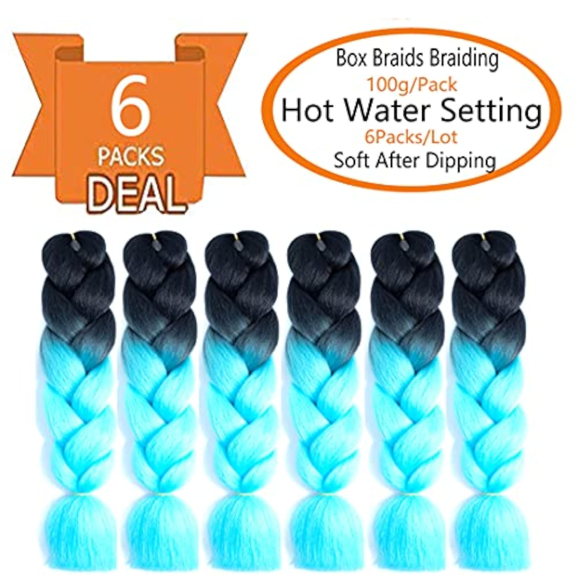 6 Packs Ombre Jumbo Braiding Hair Extensions 24 Inch