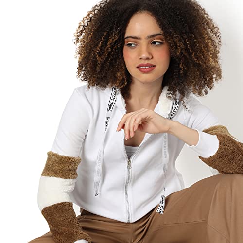 Image of Campus Sutra Women's Cotton Hooded Neck Sweatshirt(AWIN22 CSW-AW-HD0100 L C8-White L)