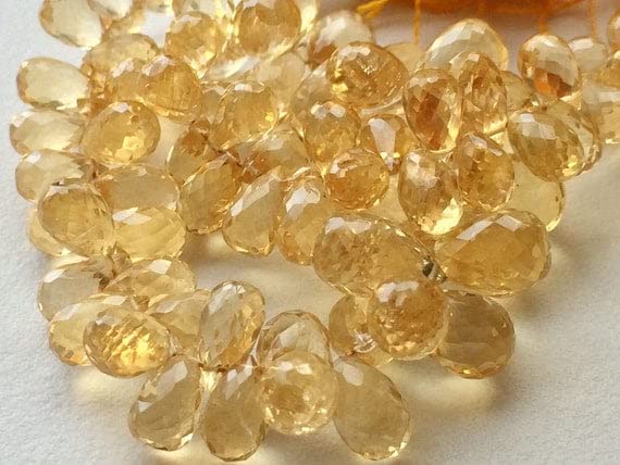 Citrine briolettes de qualité supérieure en fil de perles naturelles de 4x6mm à 6x10mm