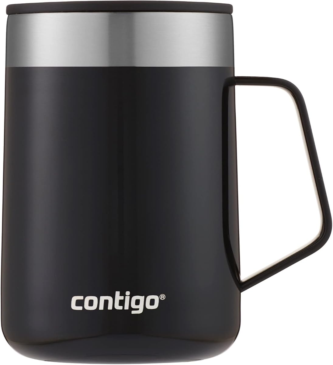 Streeterville Desk Mug, Insulated Coffee Mug with Stainless Steel Handle, Coffee to go Mug with lid, Keeps Coffee and Tea Warm for up to 5 Hours, Ideal for Office & Home, 410 ml