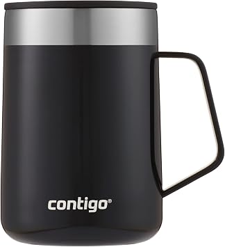 Contigo Streeterville Desk Mug, Insulated Coffee Mug with Stainless Steel Handle, Coffee to go Mug with lid, Keeps Coffee and Tea Warm for up to 5 Hours, Ideal for Office & Home, 410 ml