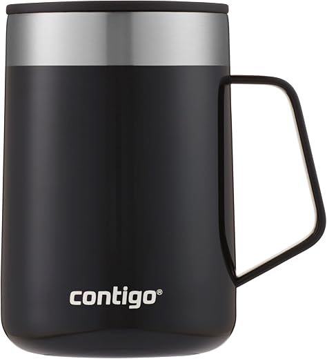 Contigo Streeterville Desk Mug, 420 ML – Insulated Stainless Steel Mug with Stainless Steel Handle, Keeps Coffee &amp; Tea Hot...