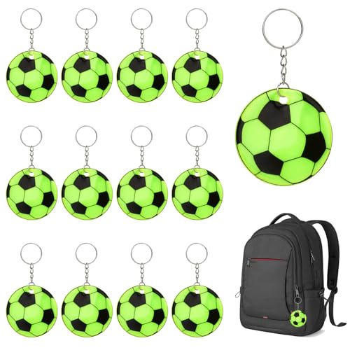 12 Stücke Reflektierende Sicherheits-Anhänger Schulranzen Leuchtend Fußball Leuchtanhänger als Party Mitgebsel Geschenk für Kinder Reflektor Sicherheitscharme für Joggen Laufen Puppensitze Rücksack