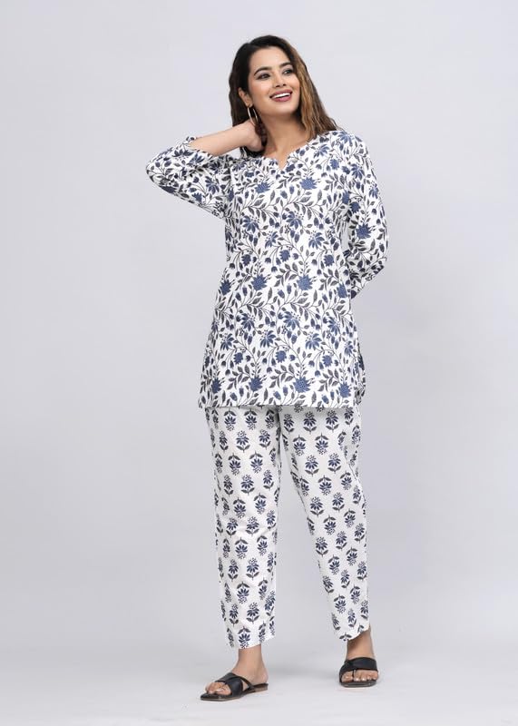 Image of Women's Cotton Night Suit Set for Women, Lounge Wear, Printed Top and Pyjama Set for Women Nightwear /Loungewear /Night Dress for Women