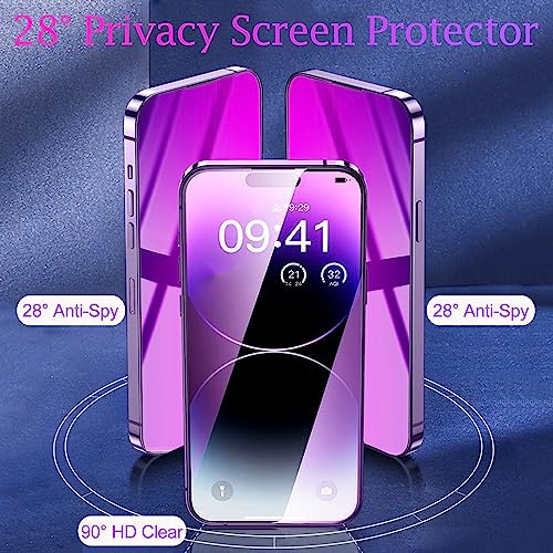 Image of Compatible with iPhone 14 Pro Max Privacy Screen Protector Gradient colorful 28 Degree Anti-Spy Tempered Glass Case Friendly Full Coverage Easy Installation Frame Clarity 6.7 inch (Purple)