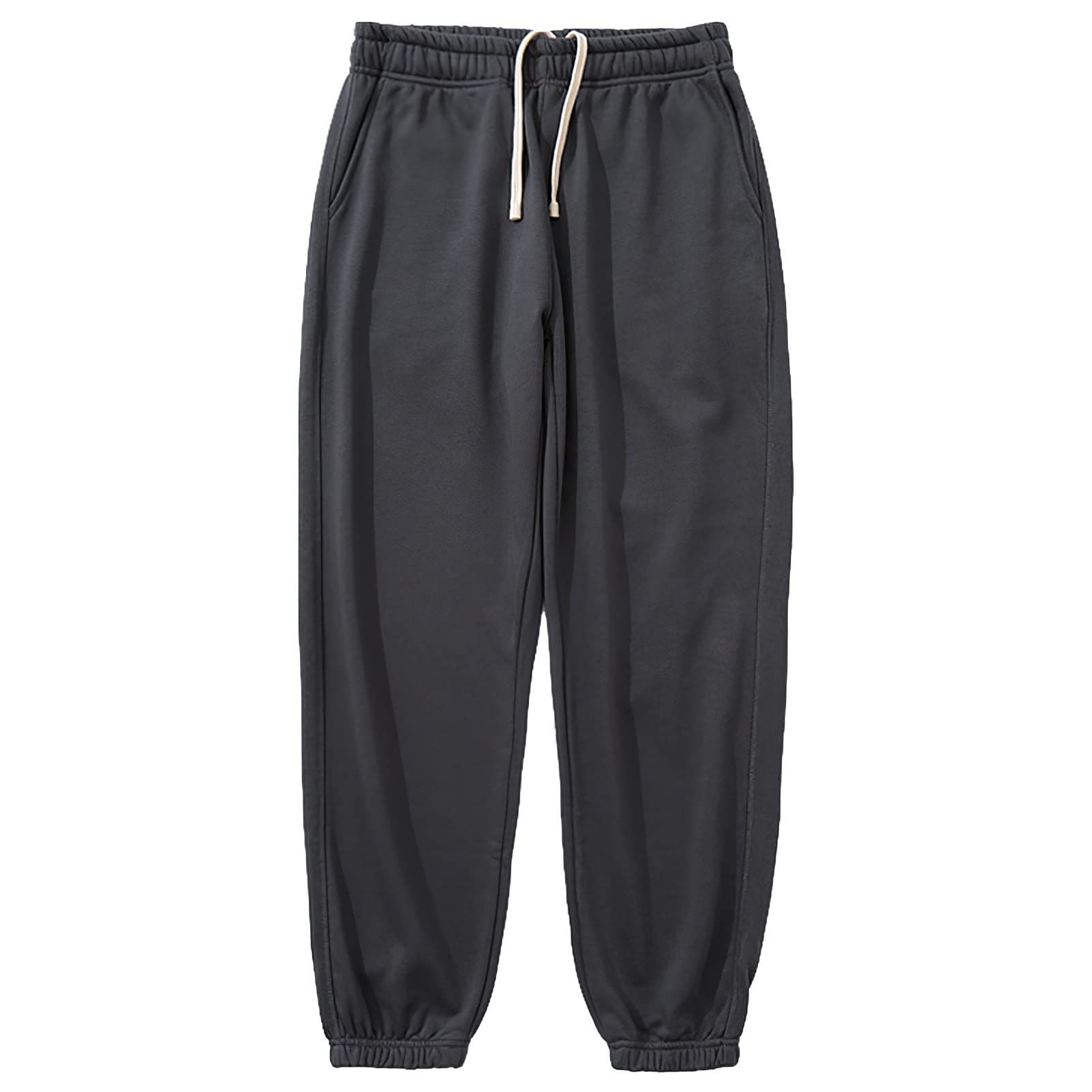 Unisex Uomo Donna 2 Pezzi Tuta da Ginnastica in Cotone - Felpa con Cappuccio e Pantaloni da Jogging con Tasche Grigio Carbone M