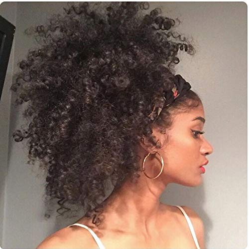 【Promotion】Full Shine 18 inch Natural Black Human Hair Ponytail 100% Real Human Hair Extensions For Black Women Afro Ponytail Drawstring for 100g Per Package Full Head