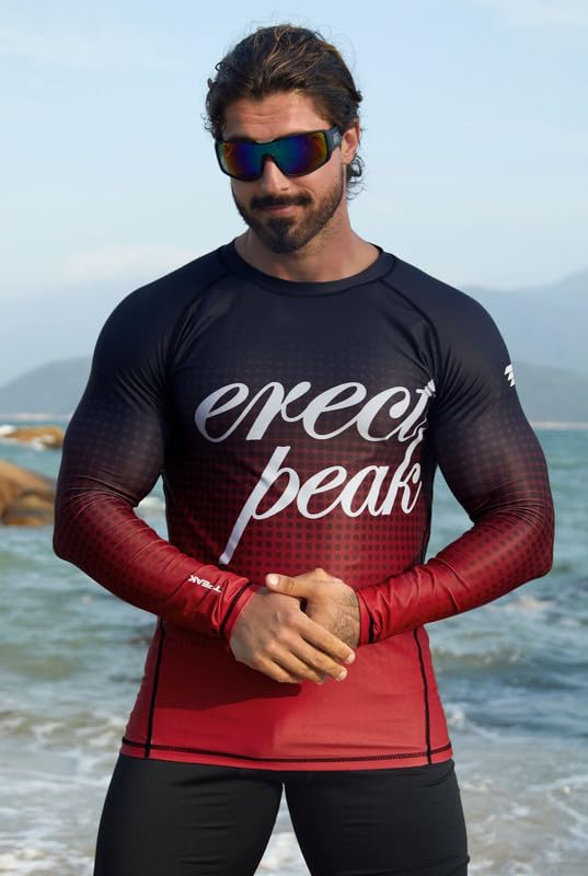 Men's UPF 50+ Long Sleeve Rashguard Shirt Sun Protection Beach Swim Shirt Quick Dry Surfing Shirt2