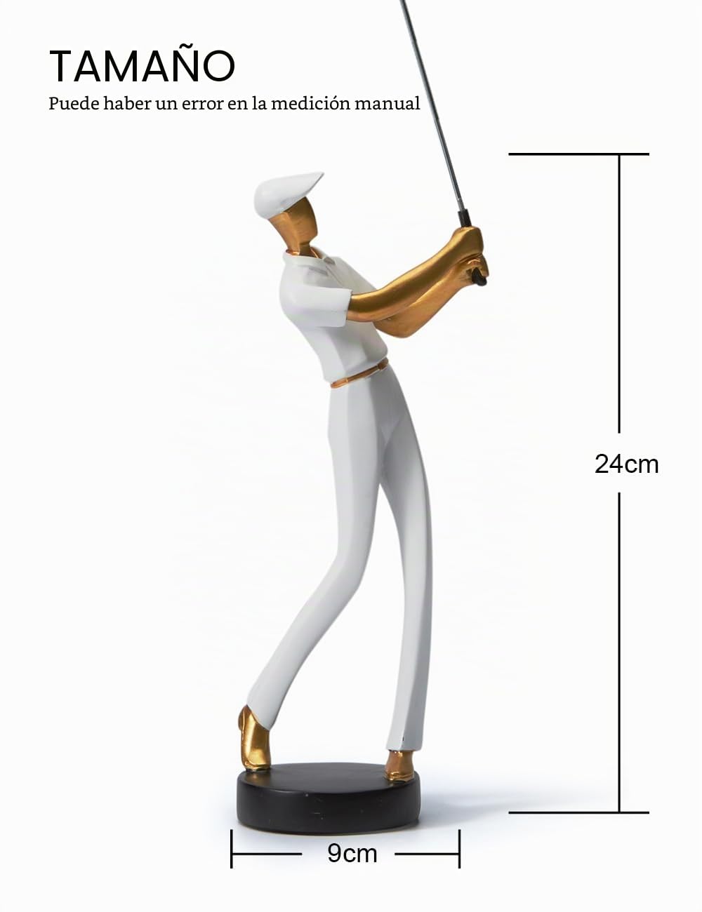 HAUCOZE Golfista Figura Escultura Hogar Adorno Modern Decoración Arte 24cm | Blanca Resina Deportiva Estatua Interior Artesanal Cumpleaño Navidad Regalo para Estantería Mesa Escritorio