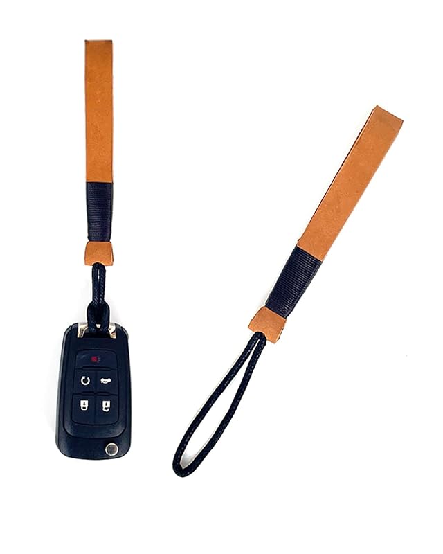 Chaveiro para chave de carro em couro com cordão sem metal LAGIPA amarelo