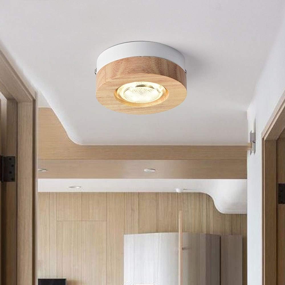 Recessed 3W Small Solid Wood Ceiling Light Surface Mount Spotlights Integrated Anti-glare LED Flat Panel Downlight Fixture With Driver Living Room Bedroom Restaurant Cafe Wooden Flat Lighting In