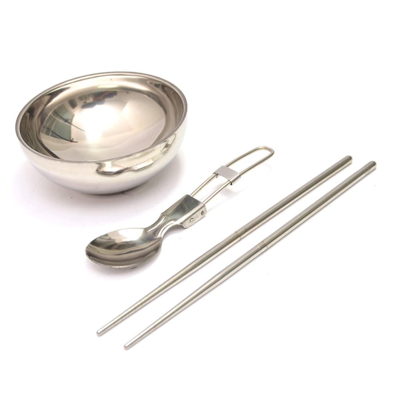 BESPORTBLE 3sets Posate Pieghevoli Inossidabile Per Picnic e Campeggio Ciotola Doppia Isolata e Cucchiaio Utensili Compatti Per Viaggi All Aperto