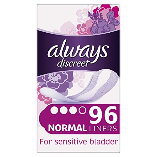 Always-Discreet-Incontinence-Liners-Women-80-High-Absorbency-Liners-20-x-4-Packs-Thin-and-Flexible-Long-Liners-Discreet-Incontinence-Liners-Women-Normal-96-Liners-24-x-4-Packs