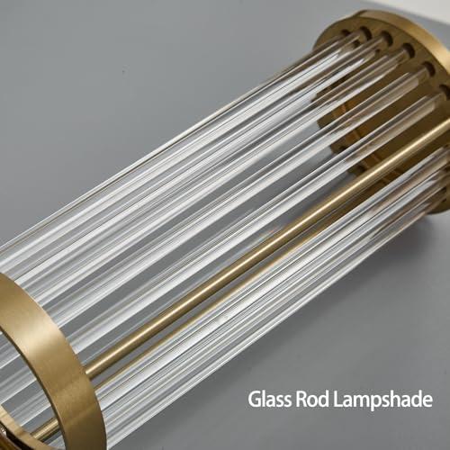 Image of Gold Wall Sconce Bathroom Vanity Light Fixtures for Mirror, Modern Wall Light with Glass Rod Shade for Bathroom, Bedroom, Hallway, Living Room - Bulb Not Included
