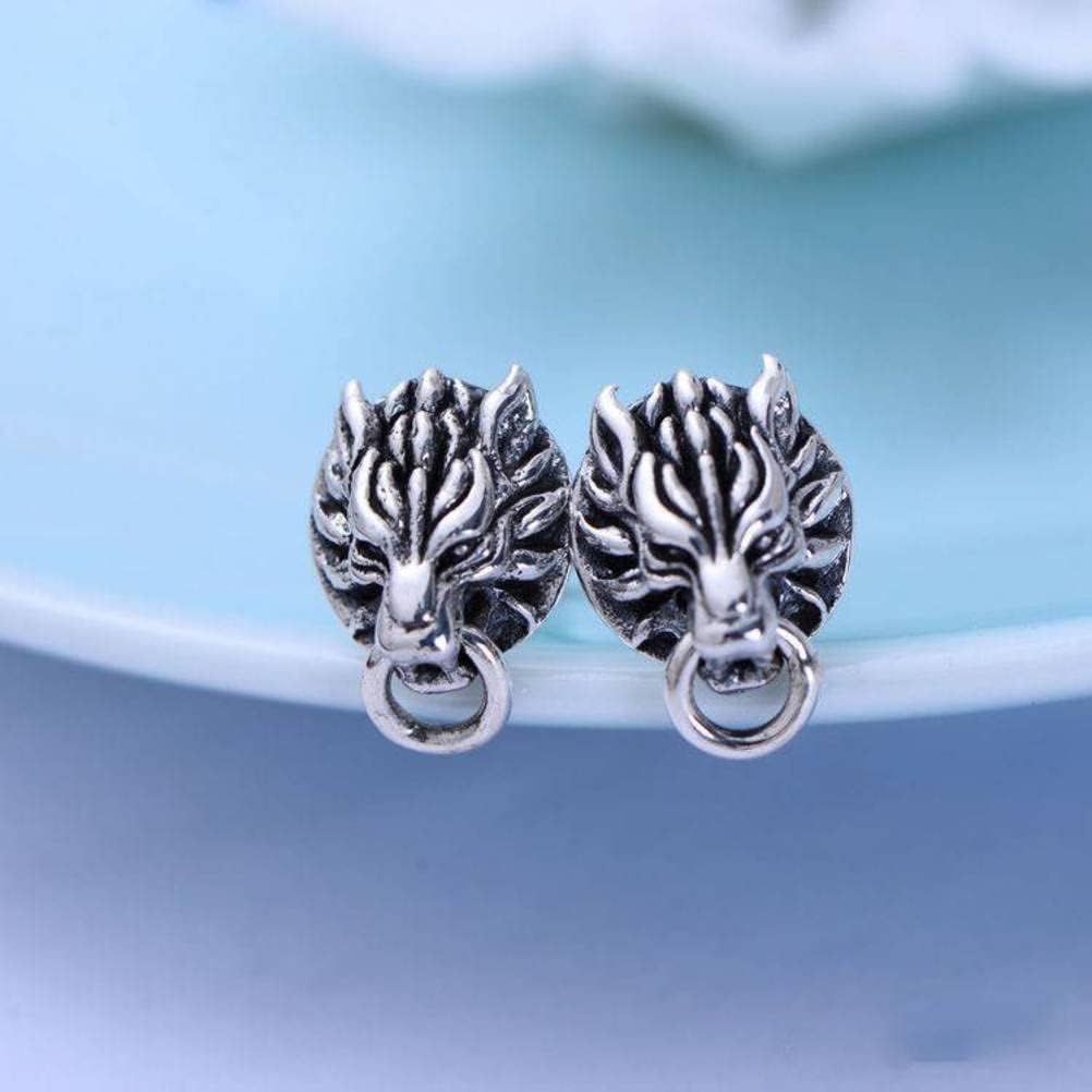 Earrings for Girls, Sterling Earring Retro Thai Wolf Head Male Ear Stud